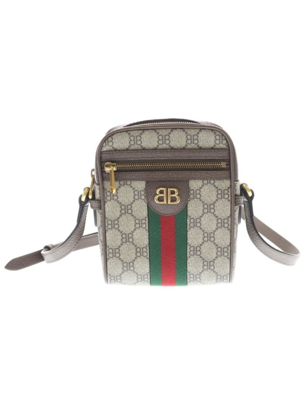 Gucci Hacka Zip Mini Bag Shoulder Back Brown Leather Gold
